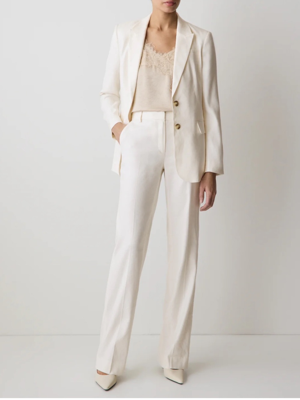RW&CO. White Linen Trouser Pants